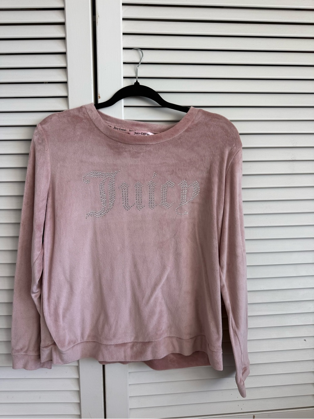 Juicy Couture Dusty Pink Velour Crystal Logo Sweatshirt